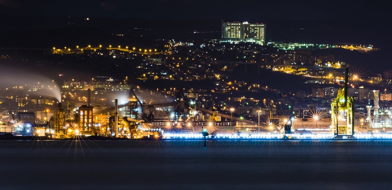Trieste port @ night by Aljaz Vidmar