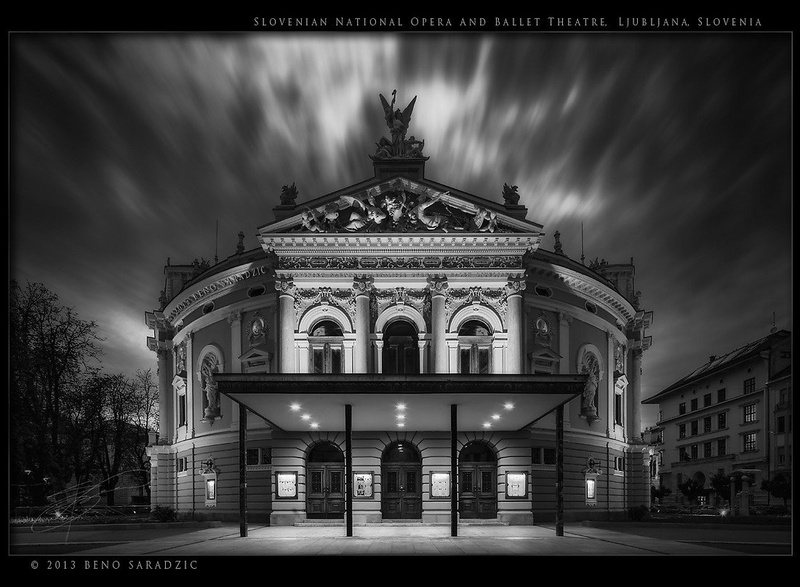 SNG Opera in Balet - Ljubljana (BW) by Beno Saradzic