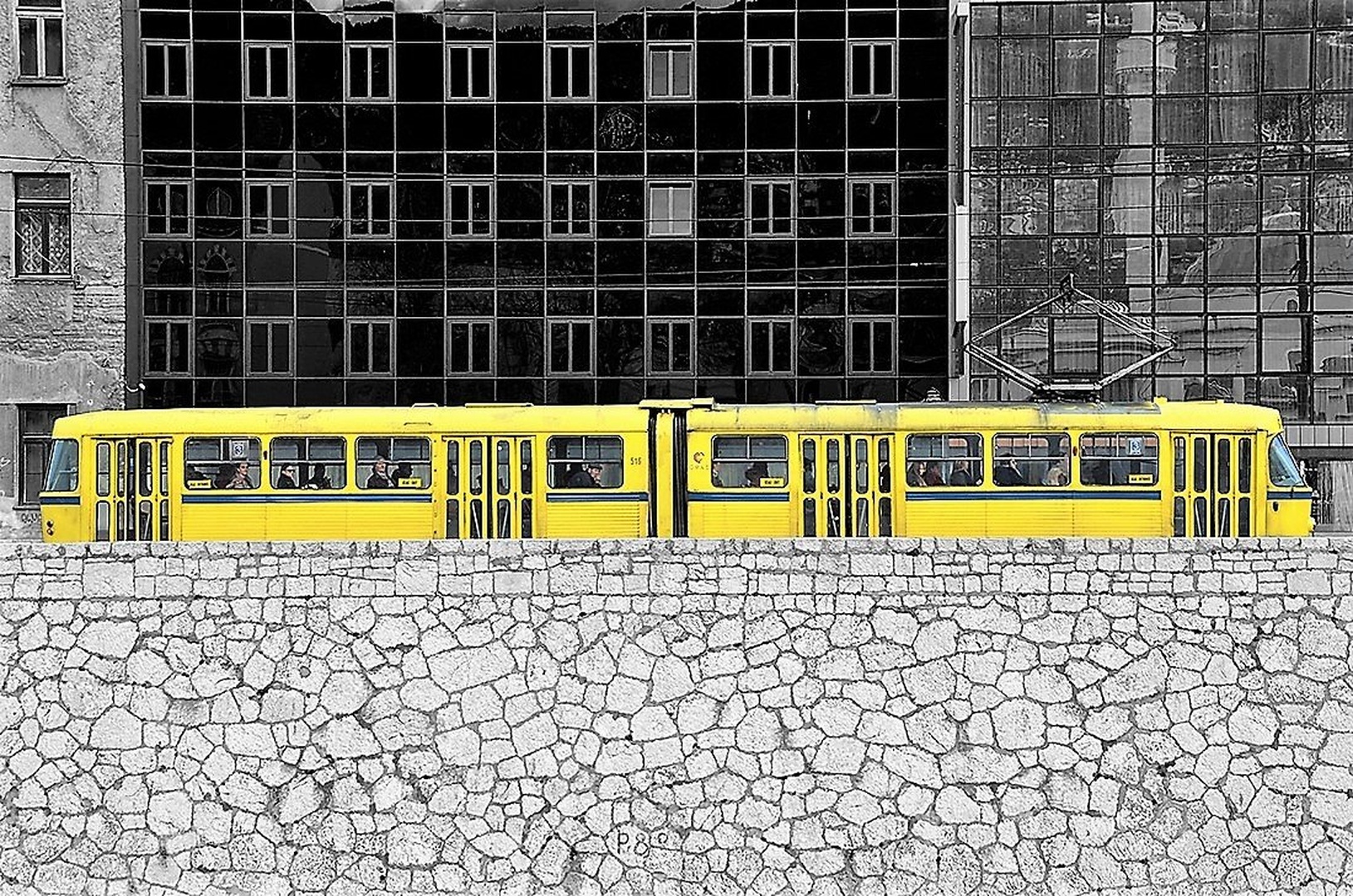 Yellov tram & black city by Igor Jerman