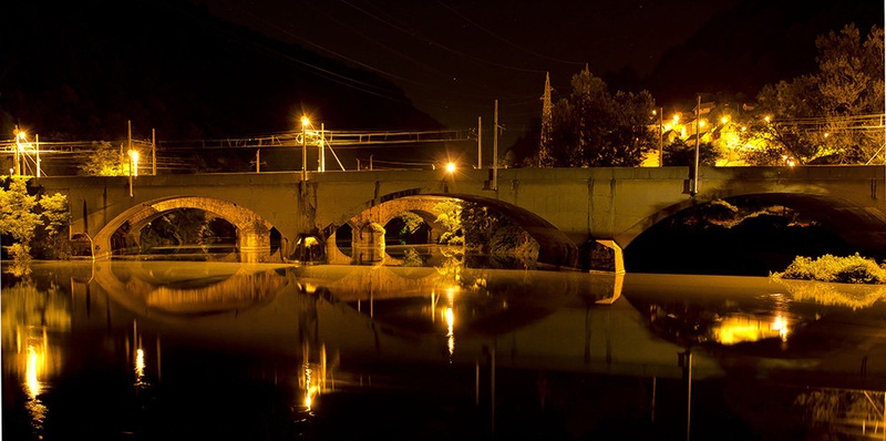 Zidani most at night by Tadej Kreže