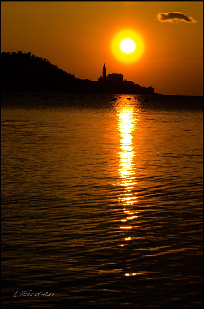 sunset over piran by Luka Čuden