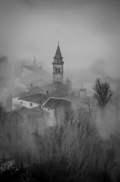 Church in the fog by Rudi Volkar
