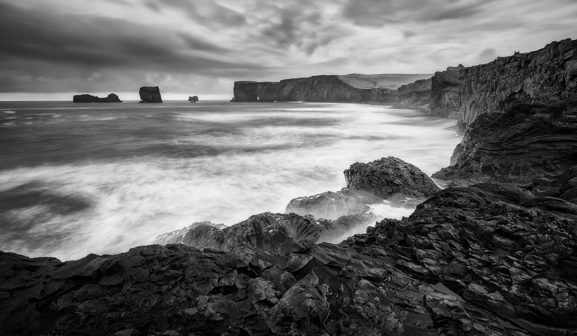 Dyrholaey Cliffs B&W by Tomaž K.
