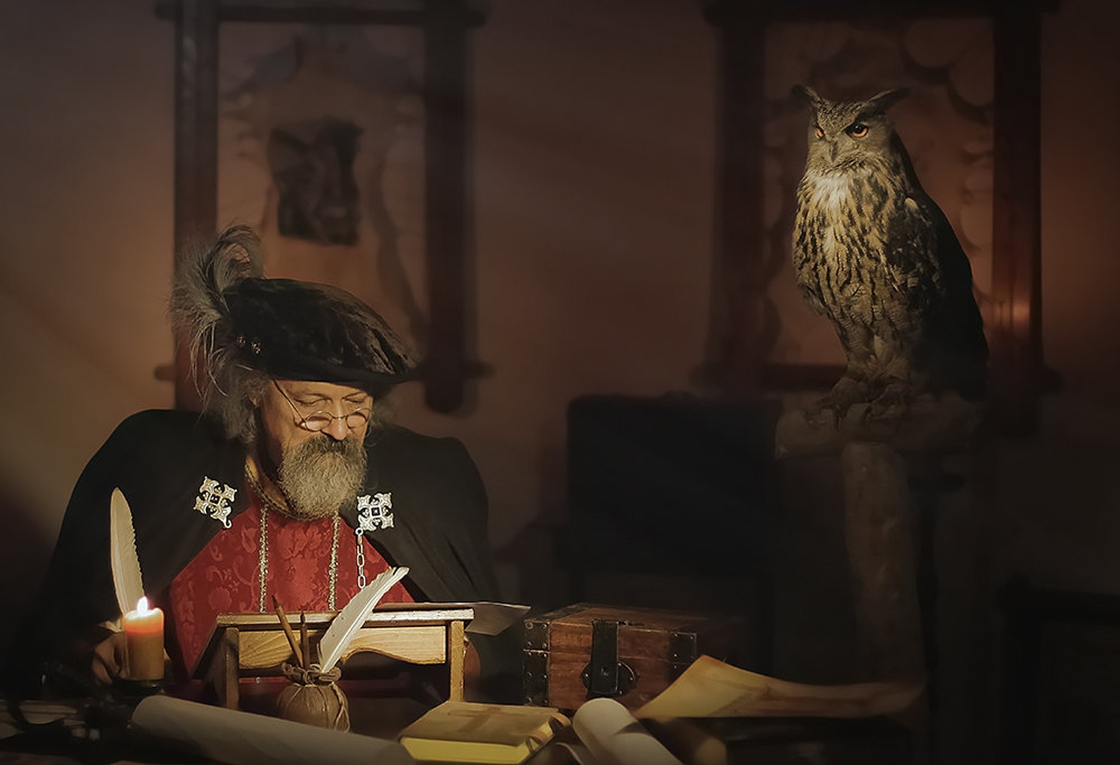 The Writer And His Owl by Elvis Karahmetovič