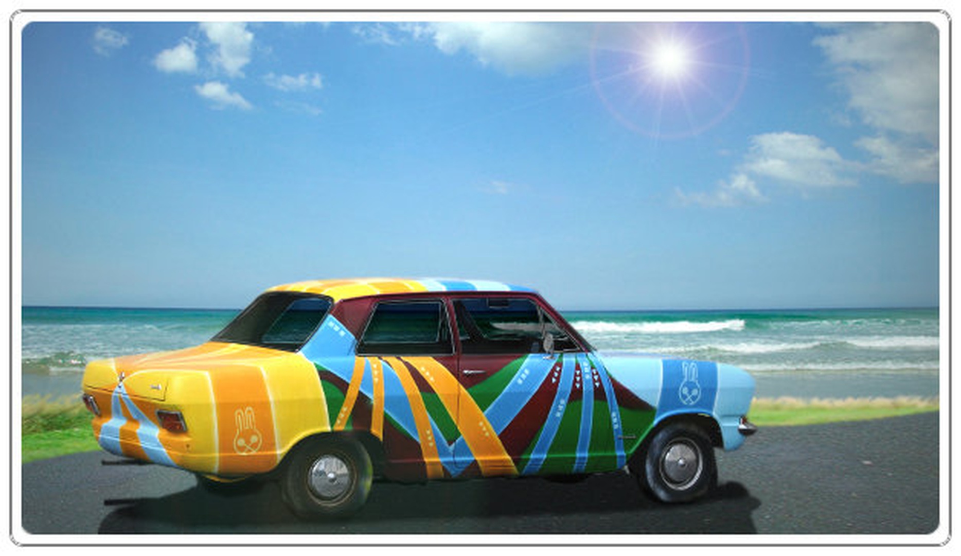 Flower power car in the house by