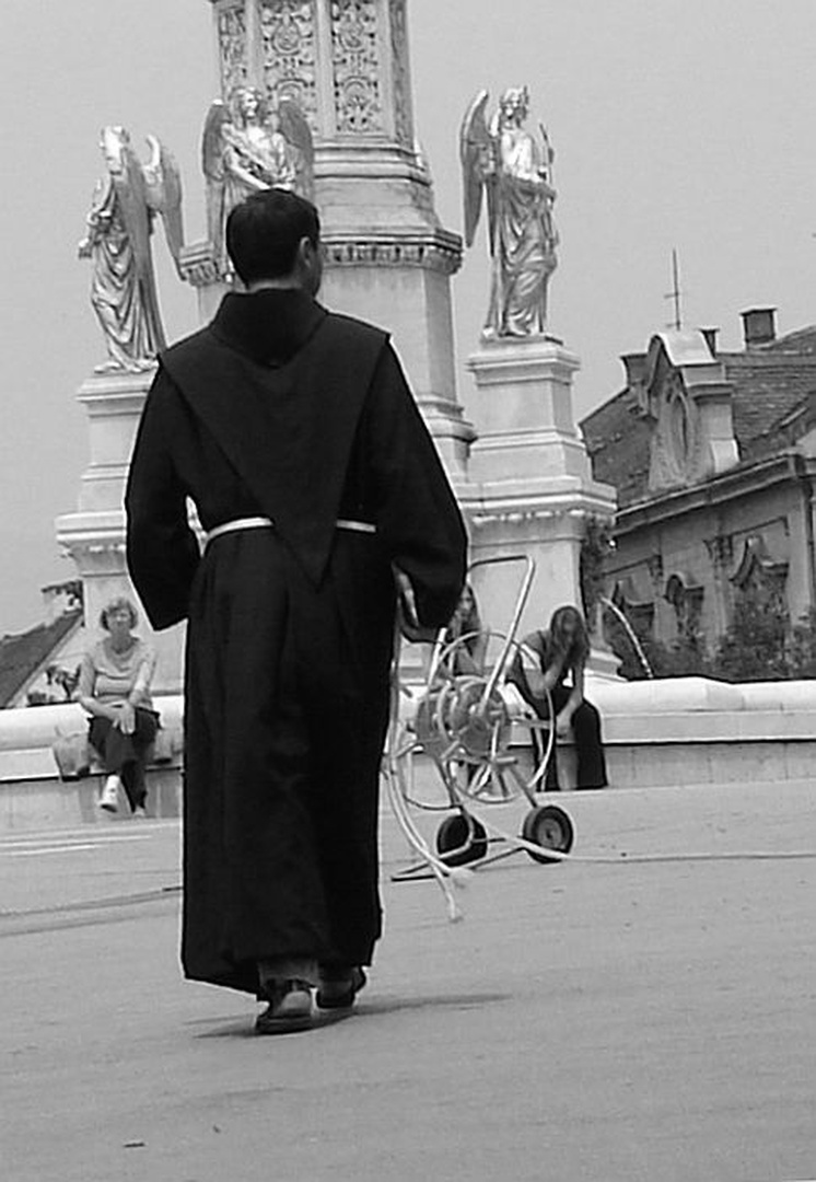 man in black by