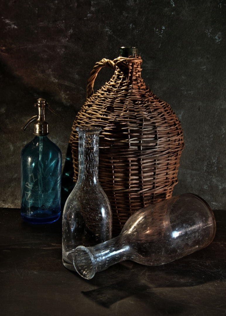 Still life with bottle by Zvone Lavrič