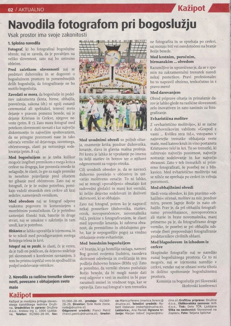 navodila fotografom pri liturgiji by Matjaž Vertuš