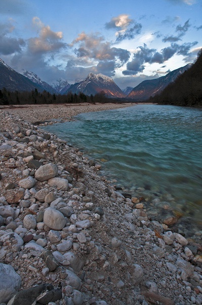 Sunset at the river by Uroš Kenda